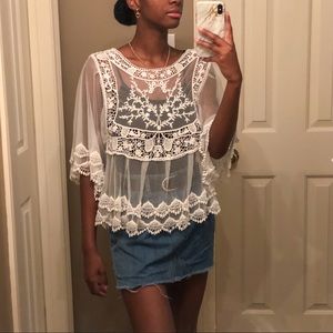 charlotte russe white mesh lace blouse